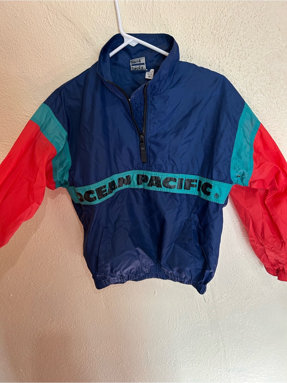 OP Kids Navy, Teal & Red Half-Zip Windbreaker